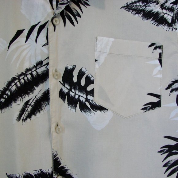 Guess Shirt Tan Black Hawaiian Palm Leaf Slim Fit Shirt Button Front Size XXL - Picture 6 of 13